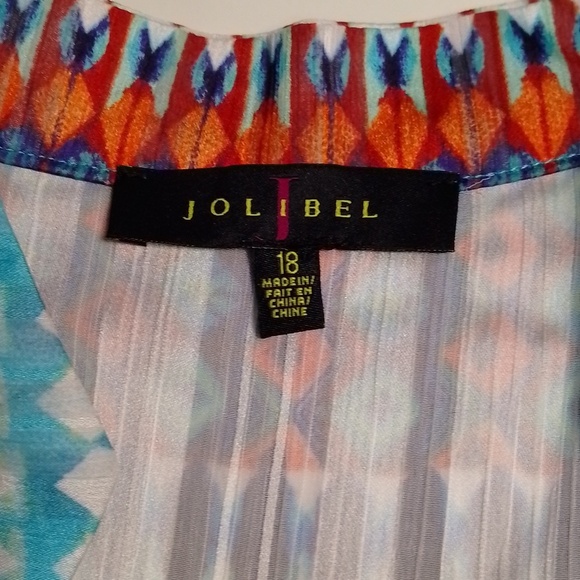 Jolibel smock button down geometric colorful tunic top size 18 sheer - Picture 3 of 5